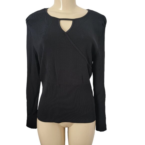 Strazzi Sweaters - Strazzi Black Long Sleeve Sweater w Cutouts